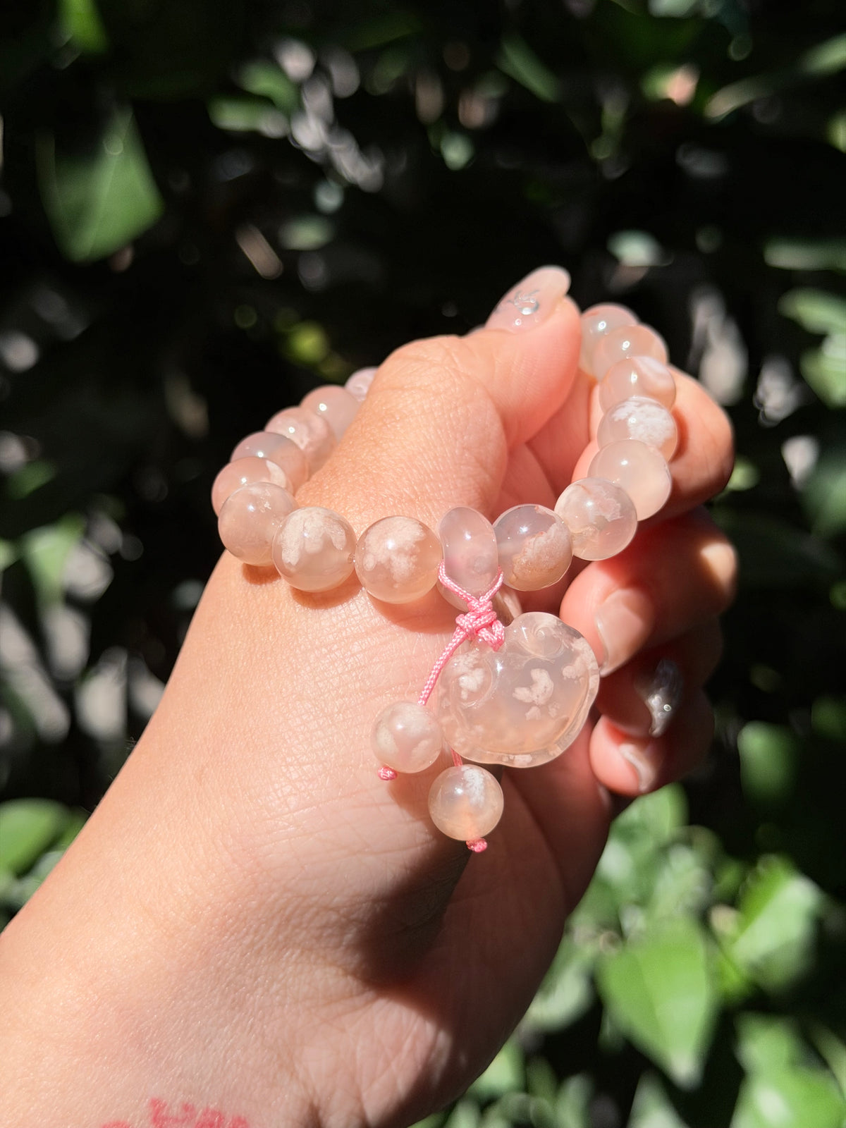 Cherry Blossom Agate with Wishful Charm Bracelet