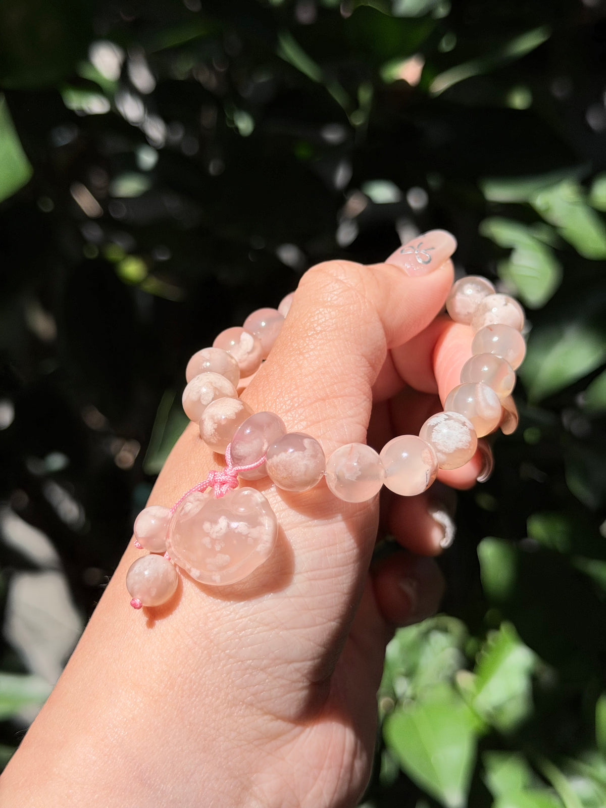 Cherry Blossom Agate with Wishful Charm Bracelet